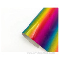 Rainbow holographic PU faux neon leather fabric
